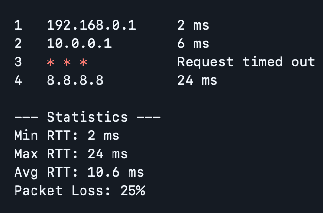 traceroute screenshot